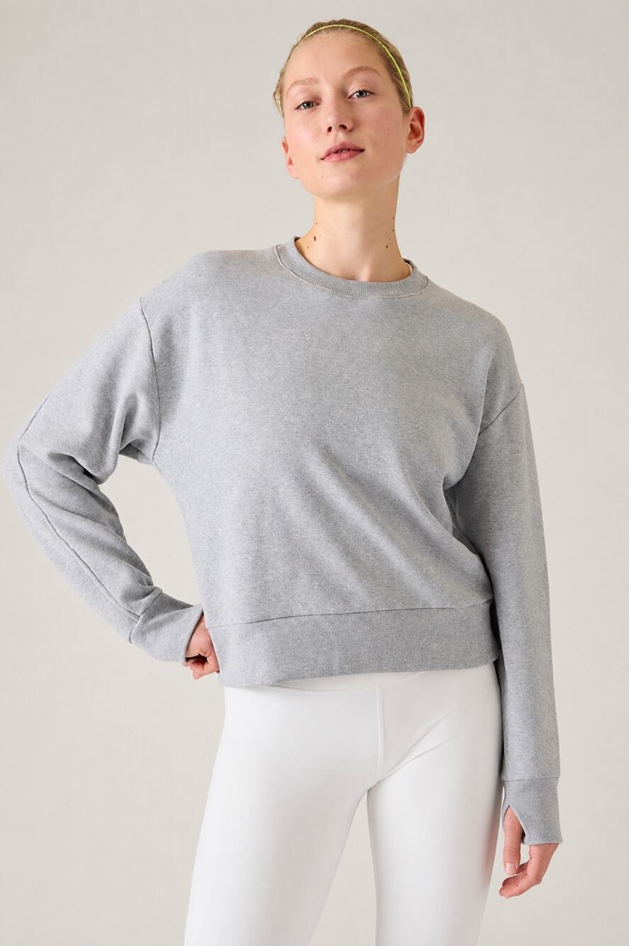Athleta Retroplush Revive Crewneck Sweatshirt Gray Heather XXS
